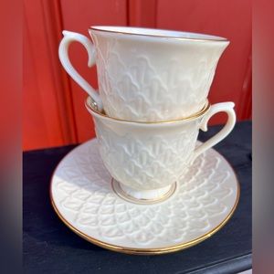 A Pair Of Vintage Lenox Jacquard Teacups